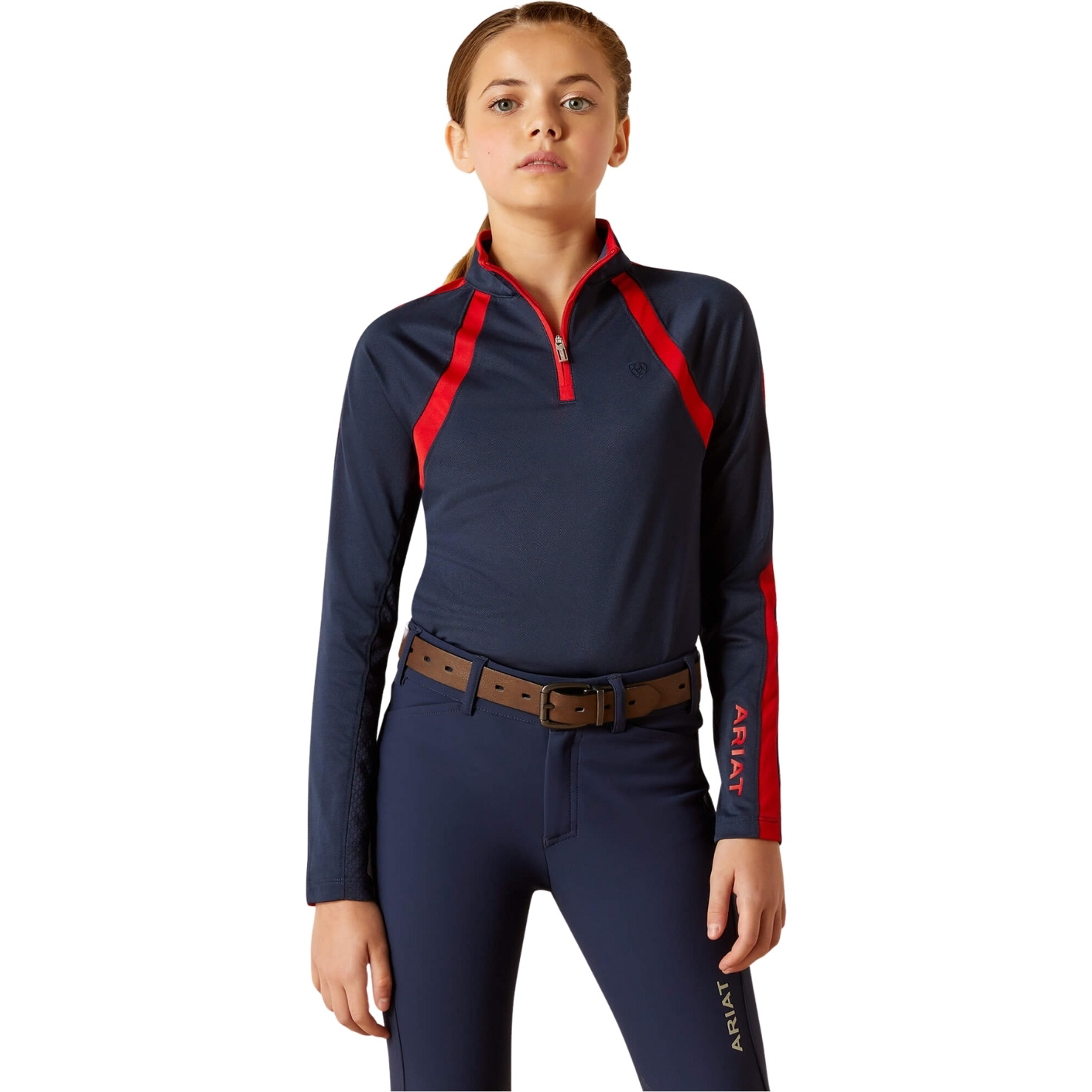2025 Ariat Junior Sunstopper 3 . 0 Lange Ärmel Baselayer 10048922 - Navy / Red